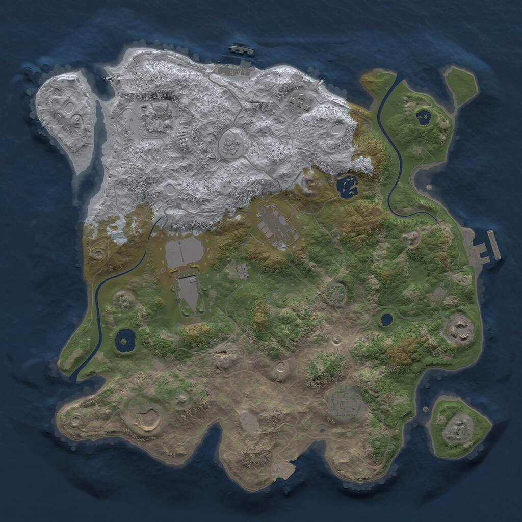 Rust Map: Procedural Map, Size: 3500, Seed: 66371804, 14 Monuments