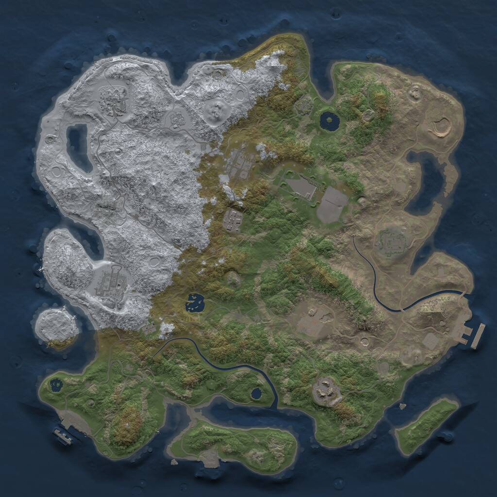 Rust Map: Procedural Map, Size: 3800, Seed: 1481863926, 16 Monuments