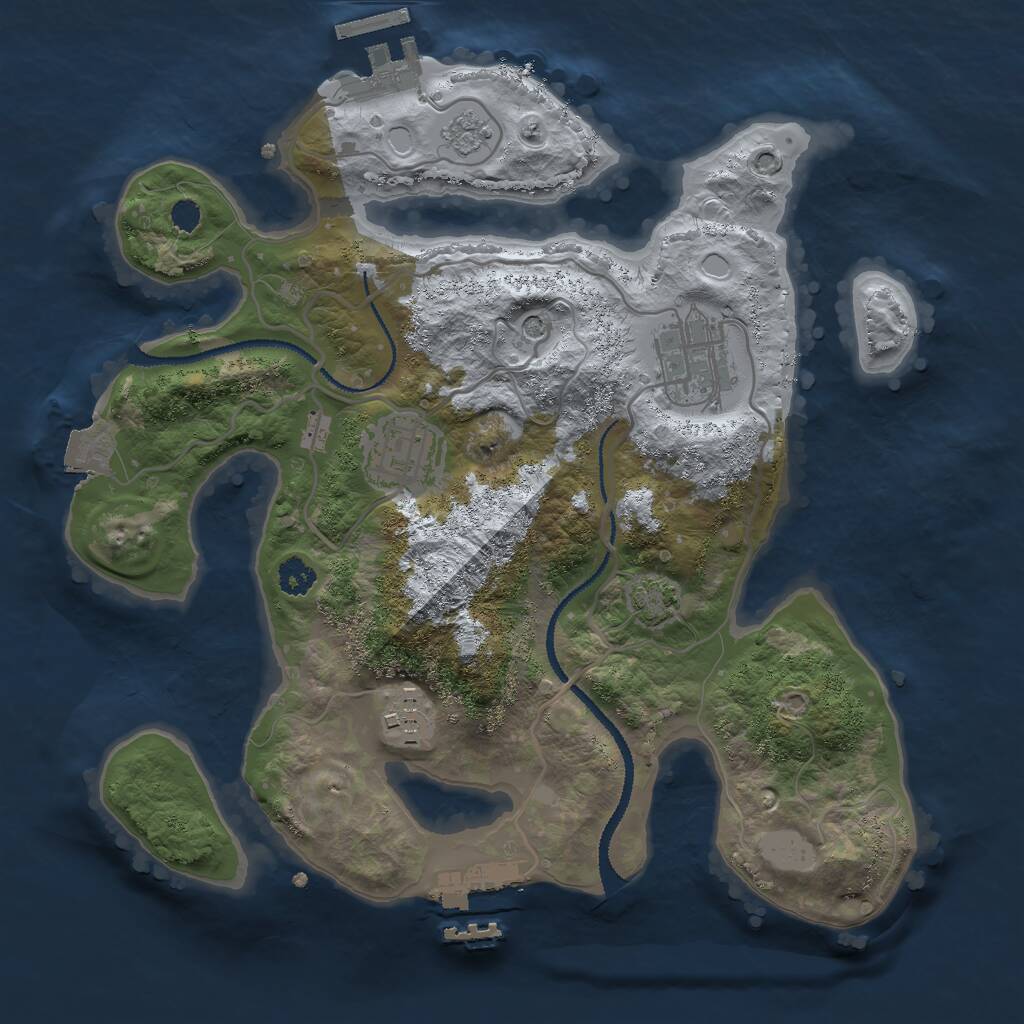 Rust Map: Procedural Map, Size: 2750, Seed: 1351320981, 9 Monuments