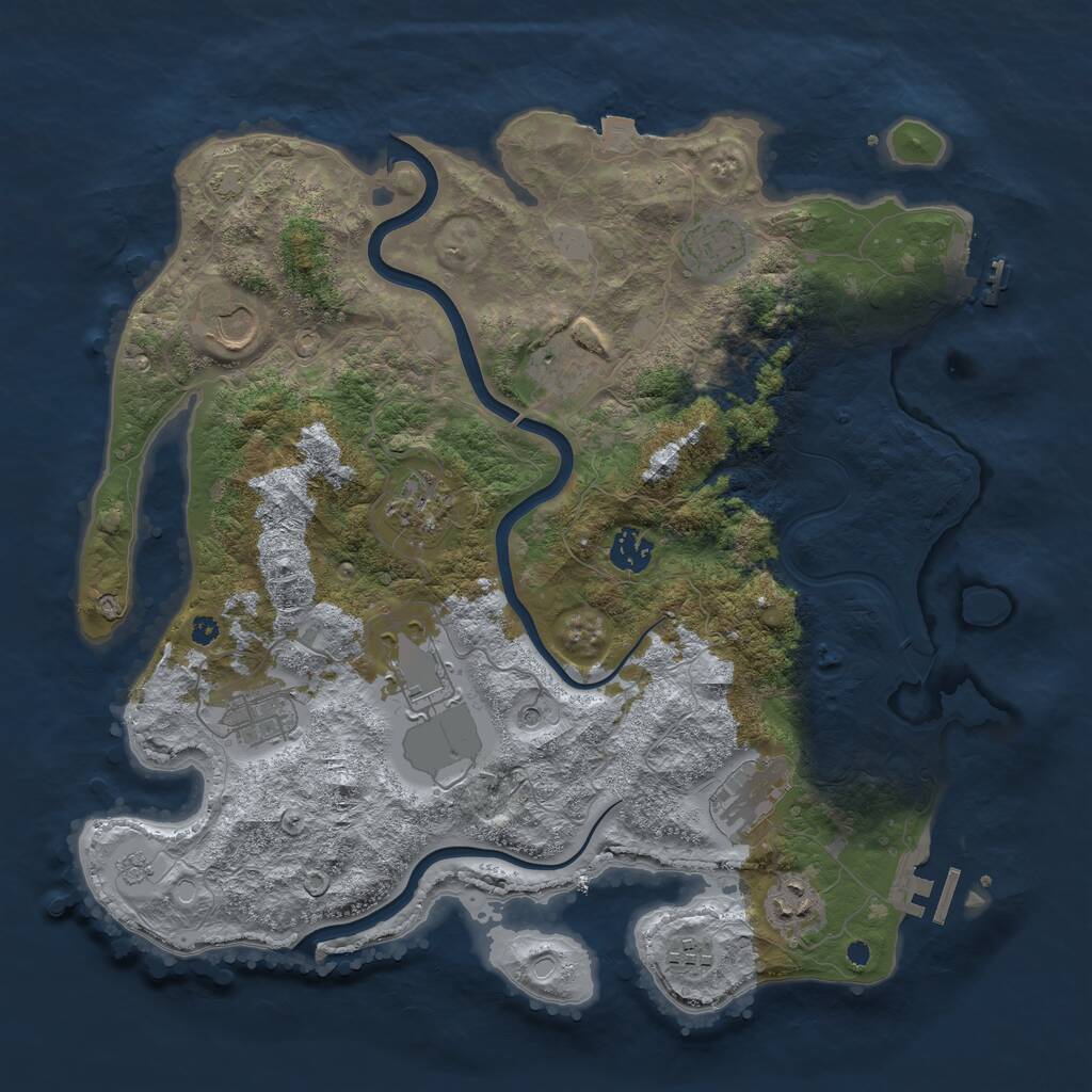 Rust Map: Procedural Map, Size: 3800, Seed: 1856697623, 16 Monuments