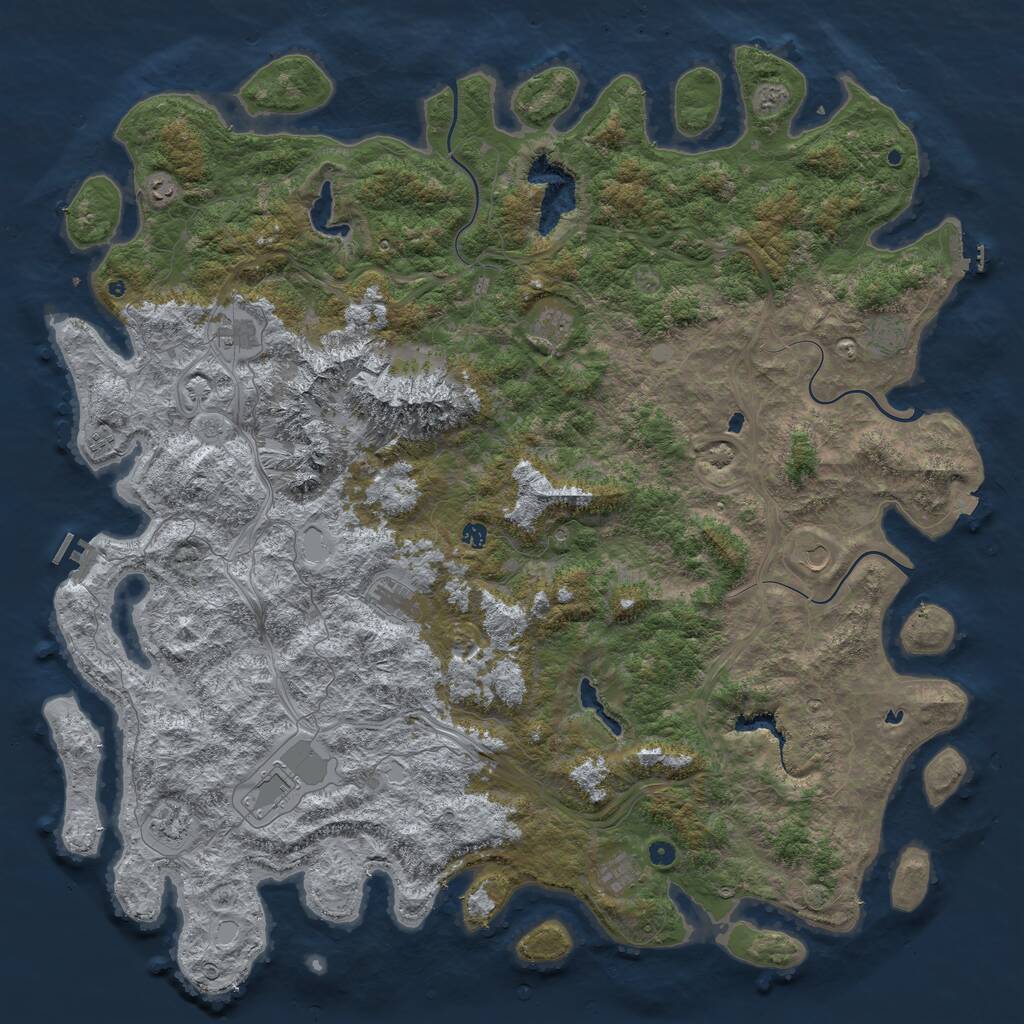 Rust Map: Procedural Map, Size: 6000, Seed: 2091637933, 17 Monuments