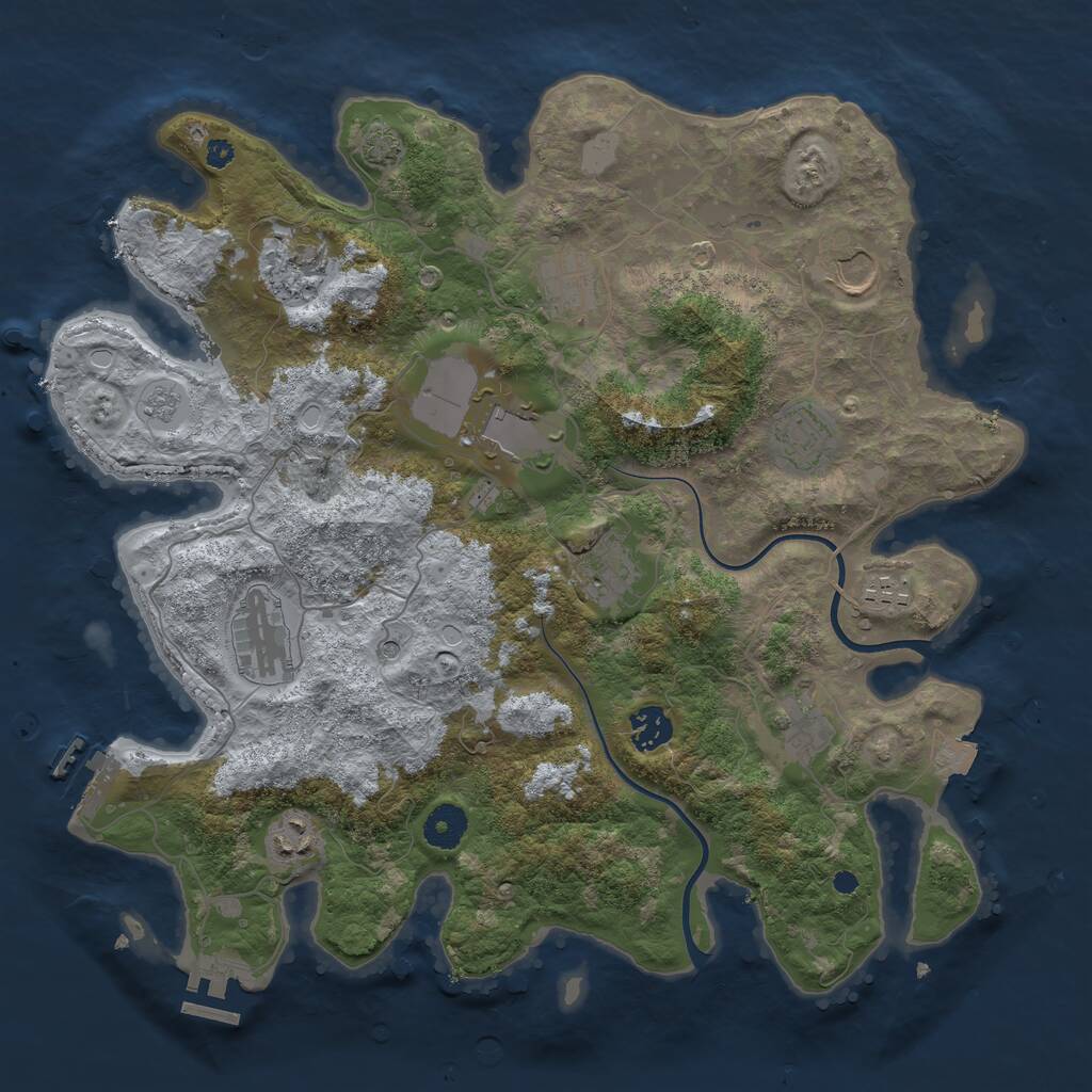 Rust Map: Procedural Map, Size: 3750, Seed: 228686015, 17 Monuments