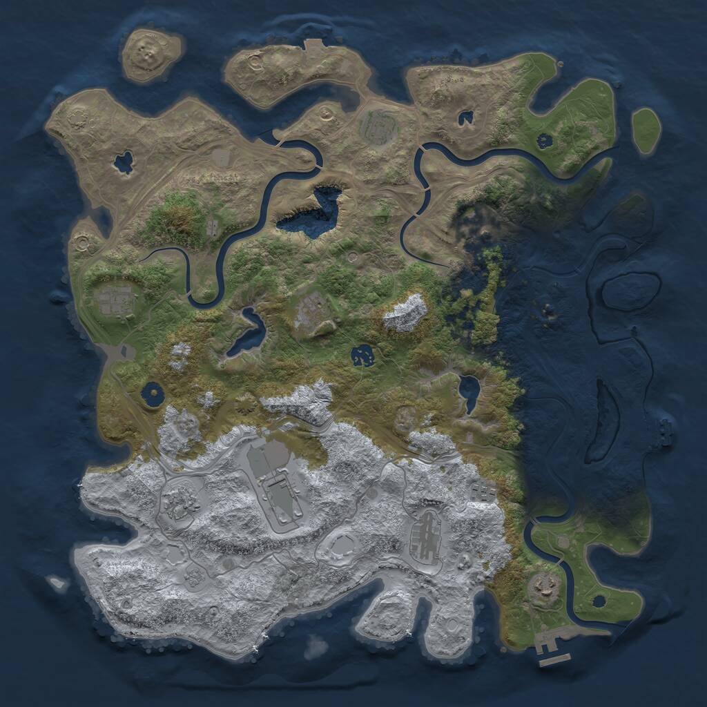 Rust Map: Procedural Map, Size: 4500, Seed: 2025194261, 16 Monuments