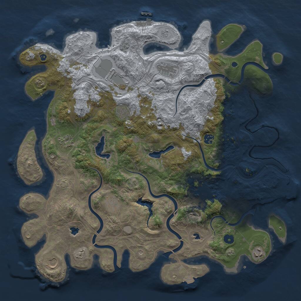 Rust Map: Procedural Map, Size: 4500, Seed: 444678347, 16 Monuments
