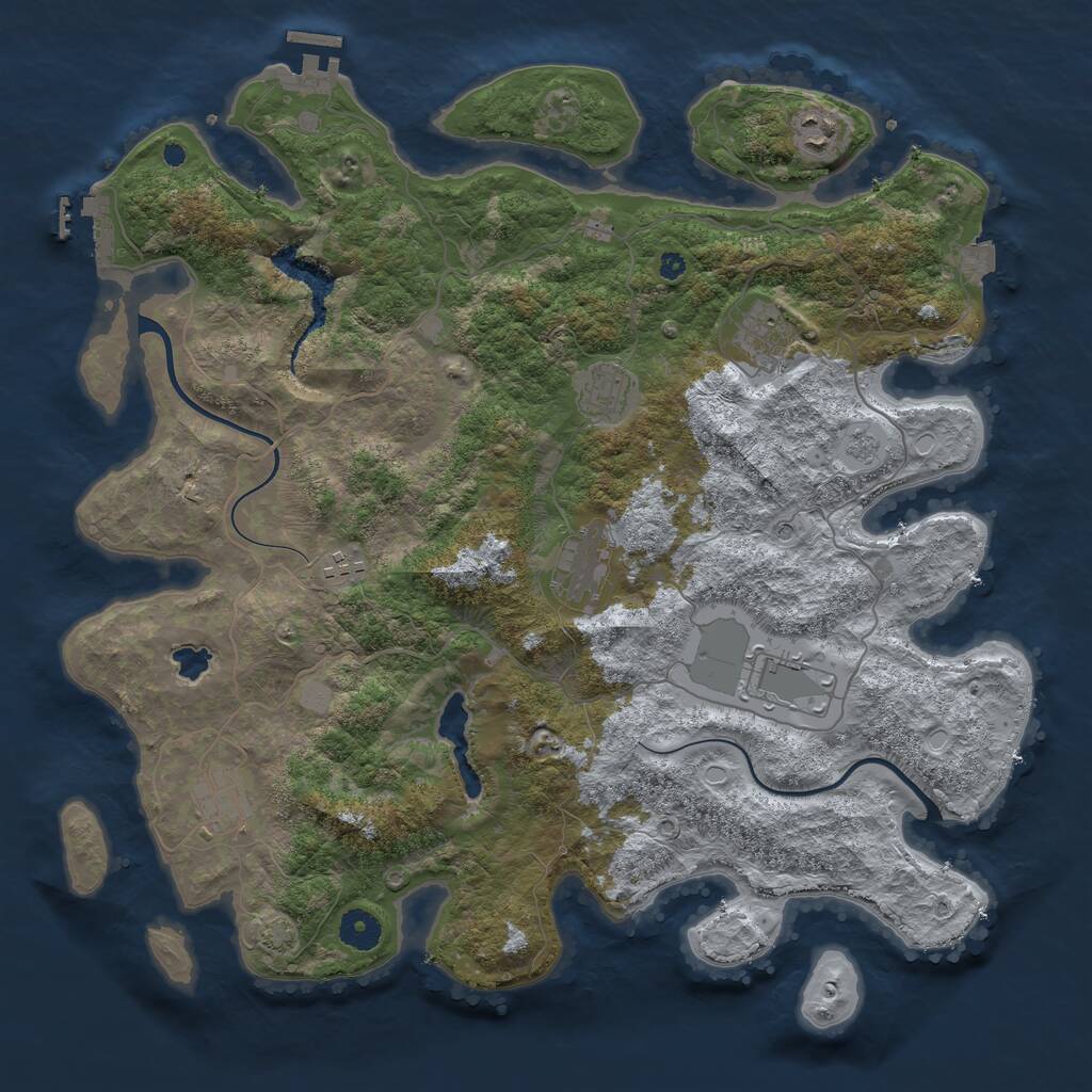Rust Map: Procedural Map, Size: 4000, Seed: 1472954164, 13 Monuments