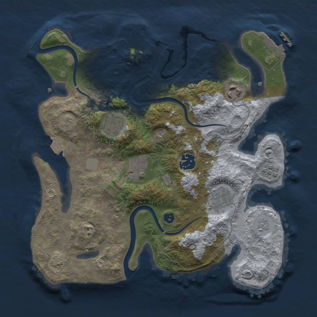 Rust Map: Procedural Map, Size: 3000, Seed: 1895945700, 12 Monuments