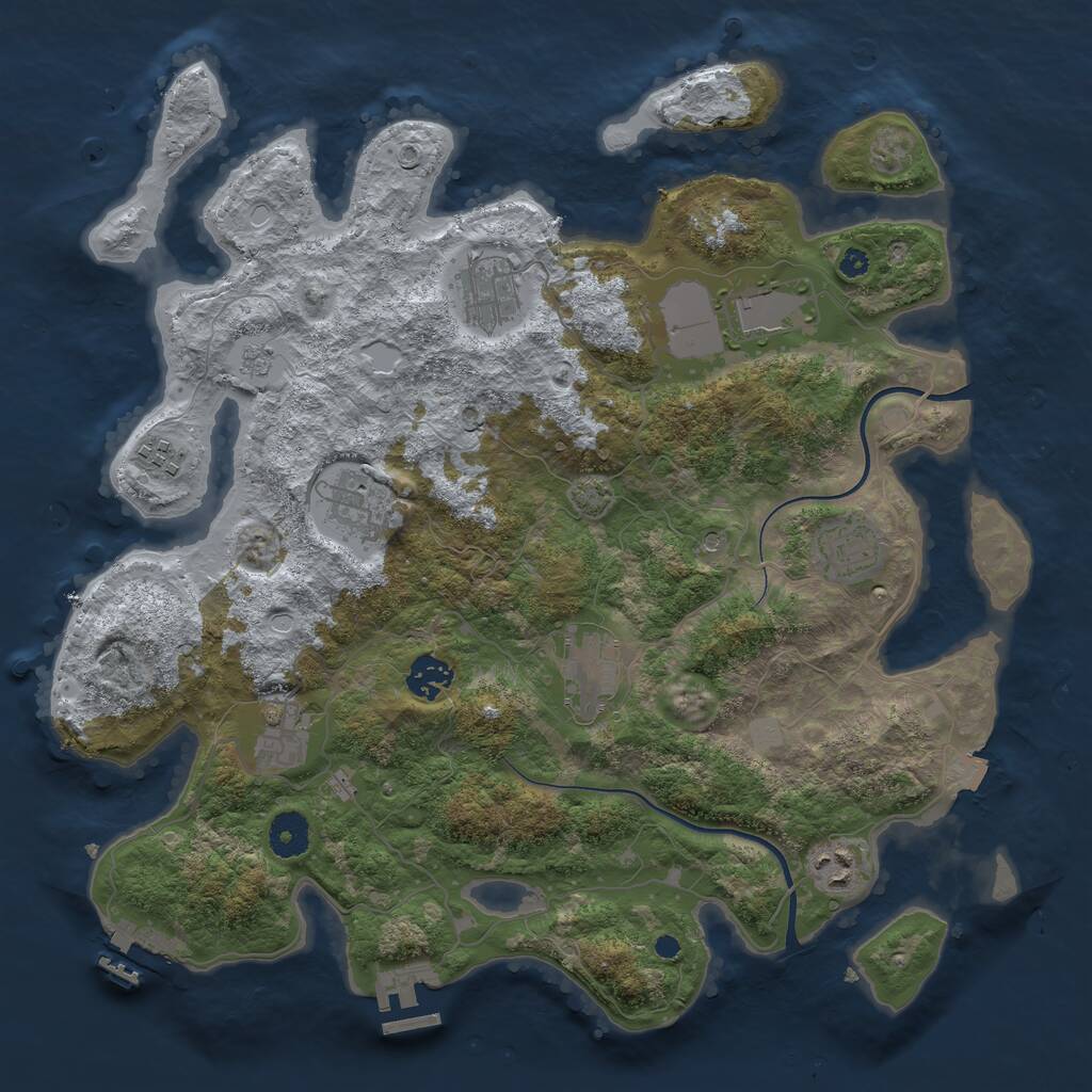 Rust Map: Procedural Map, Size: 3750, Seed: 1925274278, 15 Monuments