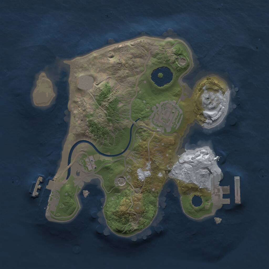 Rust Map: Procedural Map, Size: 2000, Seed: 1870929678, 5 Monuments