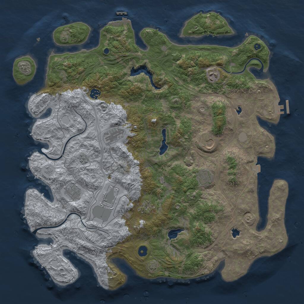 Rust Map: Procedural Map, Size: 4500, Seed: 1986142550, 15 Monuments