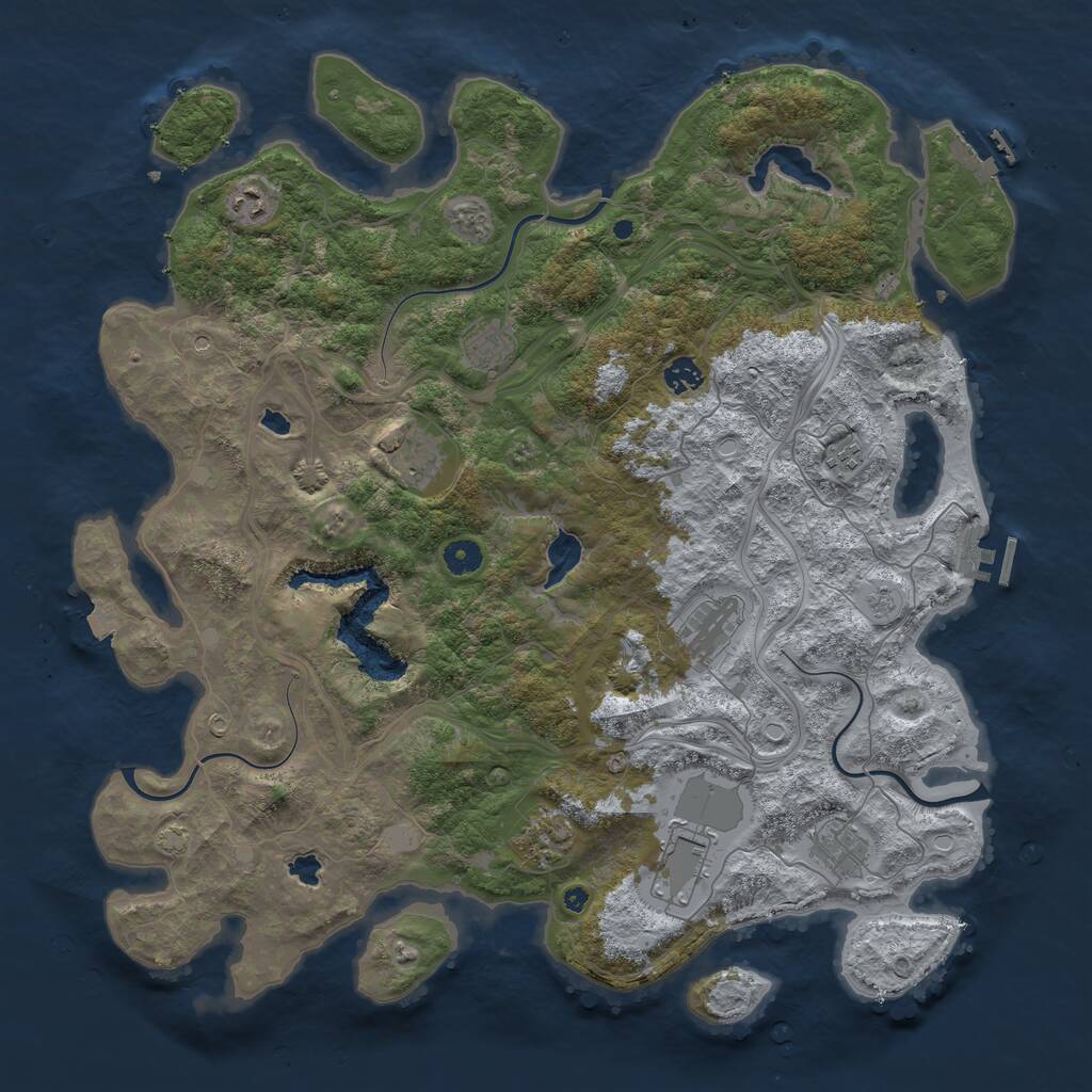 Rust Map: Procedural Map, Size: 4500, Seed: 1233416614, 15 Monuments