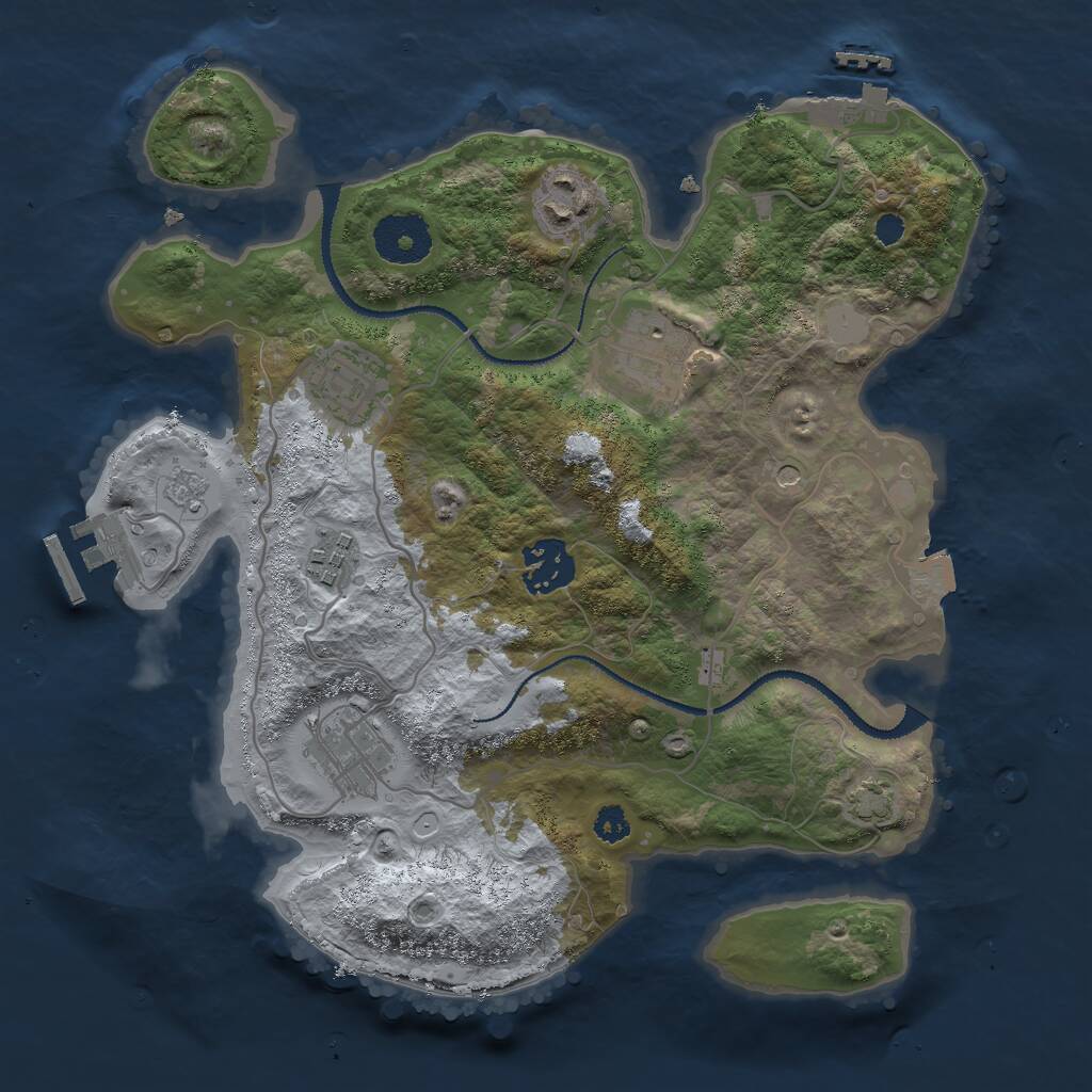 Rust Map: Procedural Map, Size: 3000, Seed: 20255, 12 Monuments