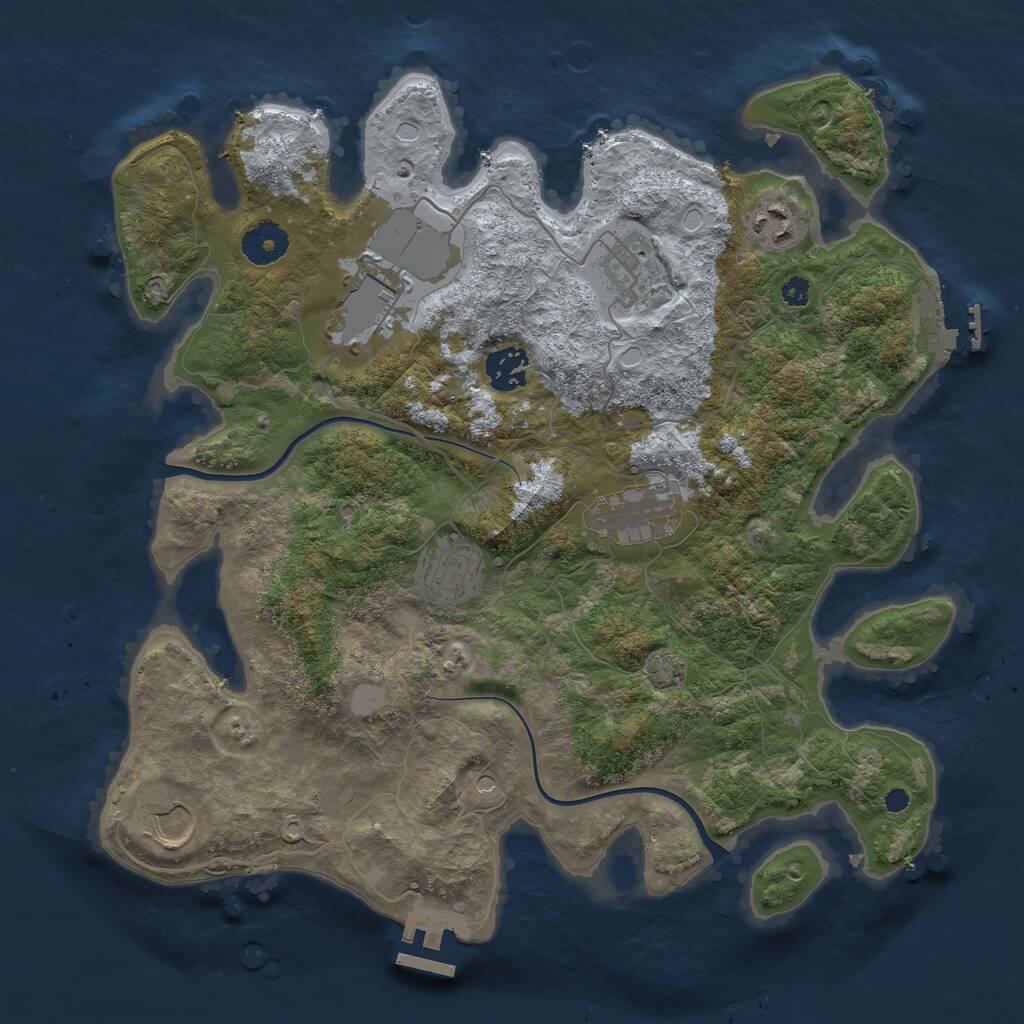 Rust Map: Procedural Map, Size: 3500, Seed: 691483438, 12 Monuments