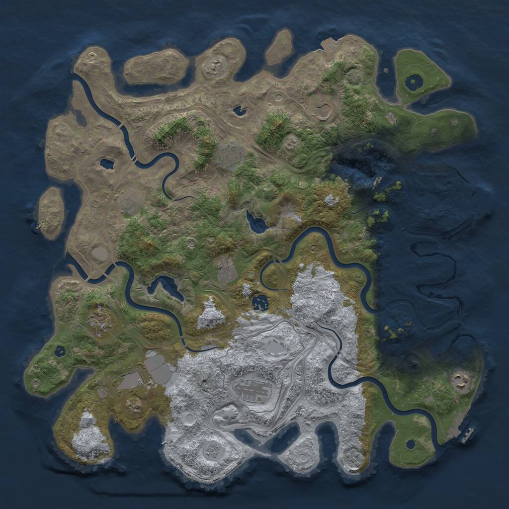 Rust Map: Procedural Map, Size: 4500, Seed: 1854535322, 16 Monuments