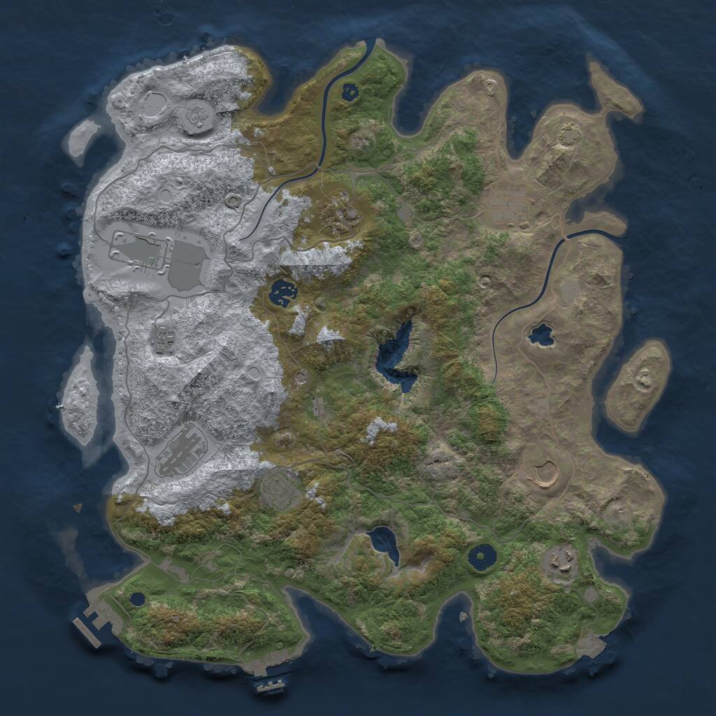 Rust Map: Procedural Map, Size: 4000, Seed: 1929864786, 15 Monuments