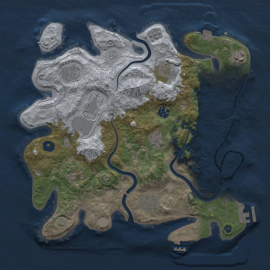 Rust Map: Procedural Map, Size: 3500, Seed: 1950210674, 15 Monuments