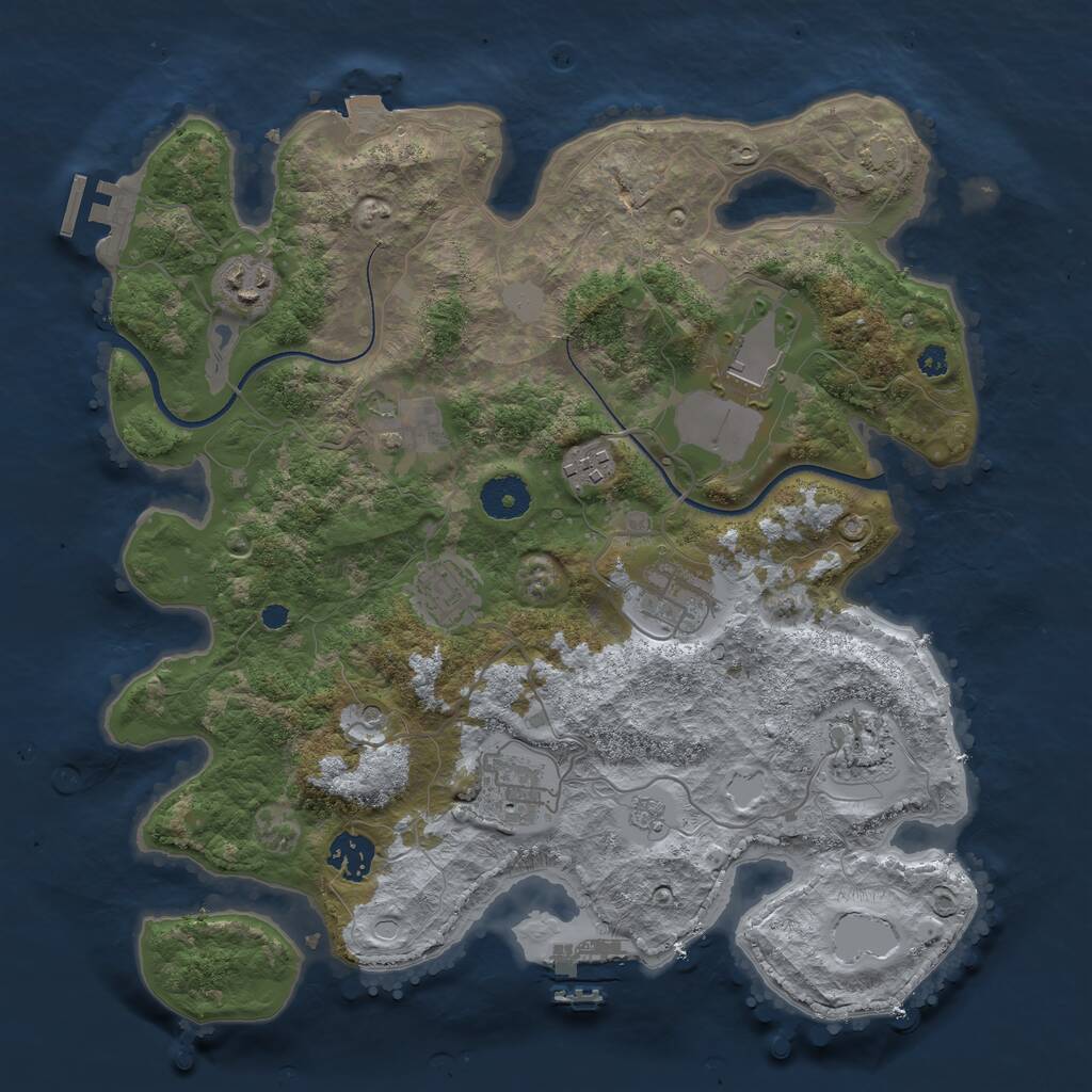 Rust Map: Procedural Map, Size: 3500, Seed: 1895287319, 15 Monuments