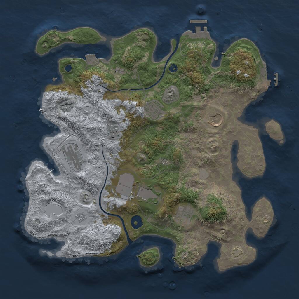 Rust Map: Procedural Map, Size: 3500, Seed: 1584011060, 12 Monuments