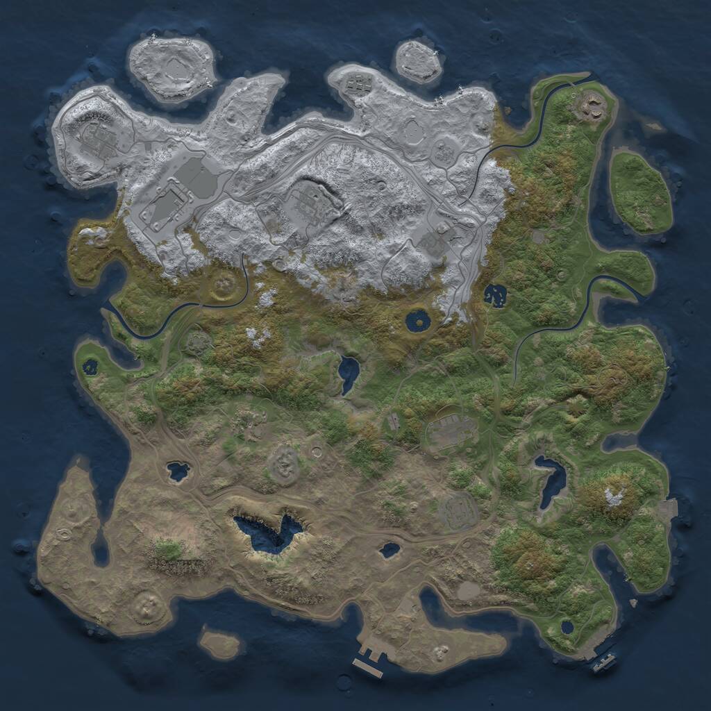 Rust Map: Procedural Map, Size: 4500, Seed: 711722497, 16 Monuments