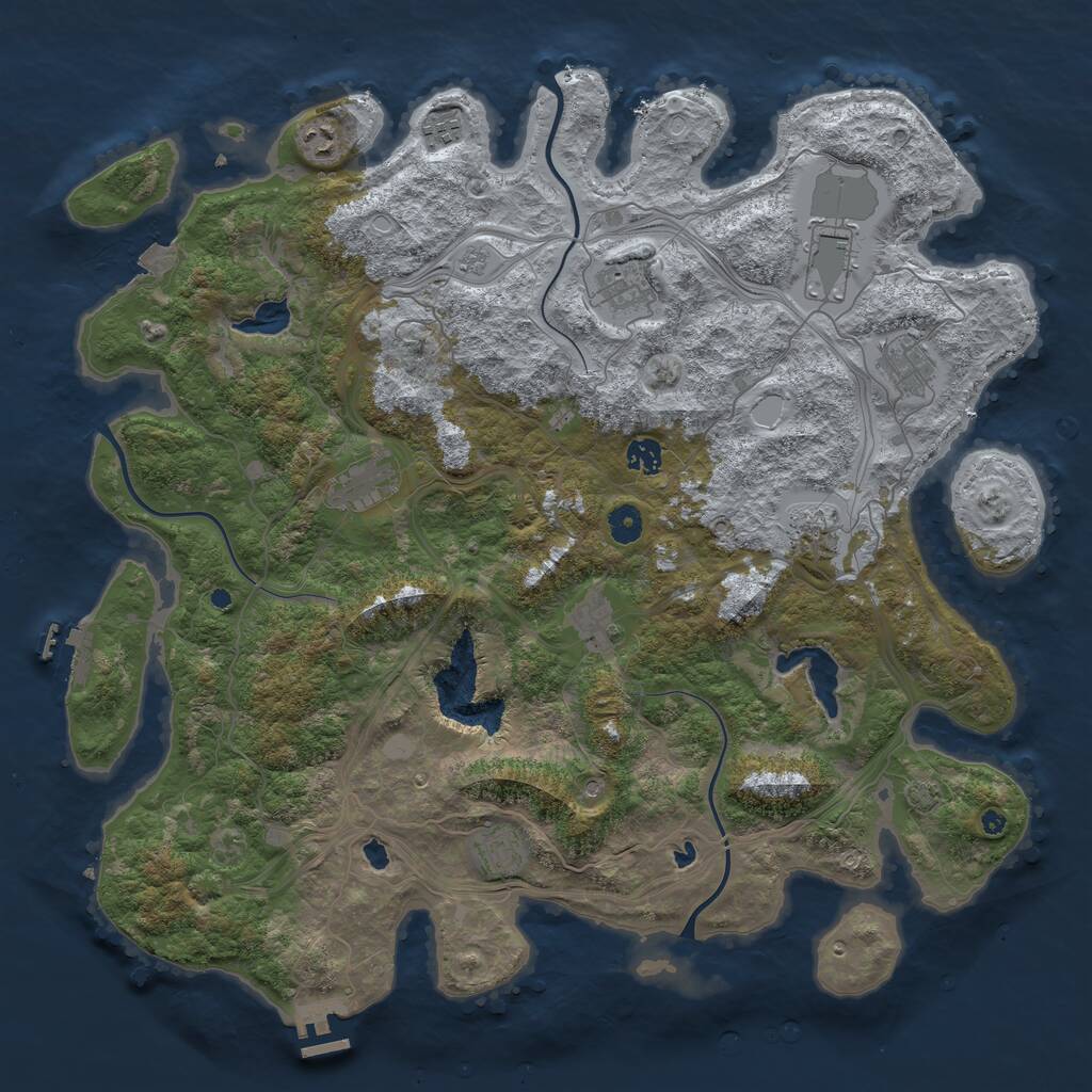 Rust Map: Procedural Map, Size: 4500, Seed: 332645977, 16 Monuments