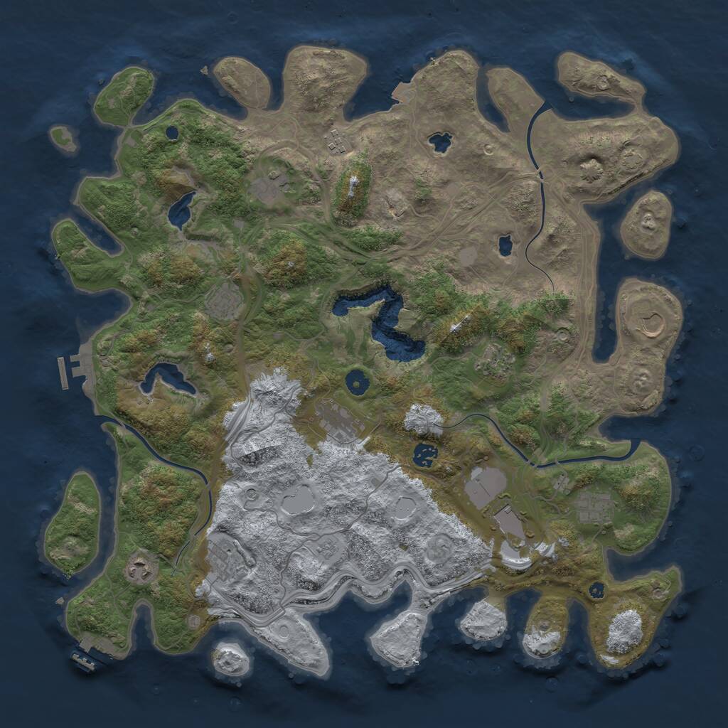 Rust Map: Procedural Map, Size: 4500, Seed: 1943833246, 17 Monuments