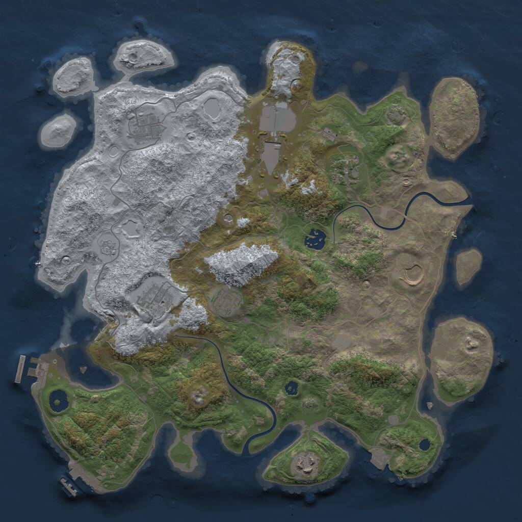 Rust Map: Procedural Map, Size: 3750, Seed: 189661143, 14 Monuments