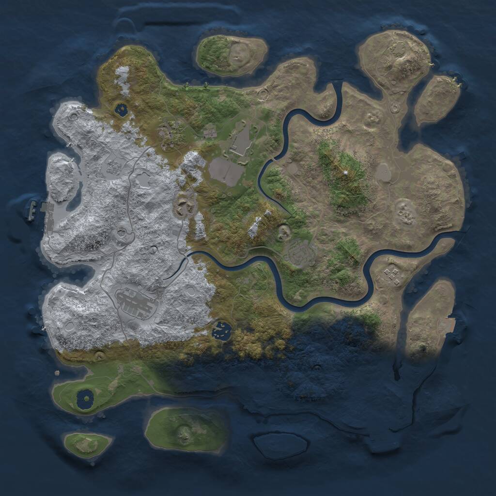 Rust Map: Procedural Map, Size: 3900, Seed: 1102473099, 13 Monuments