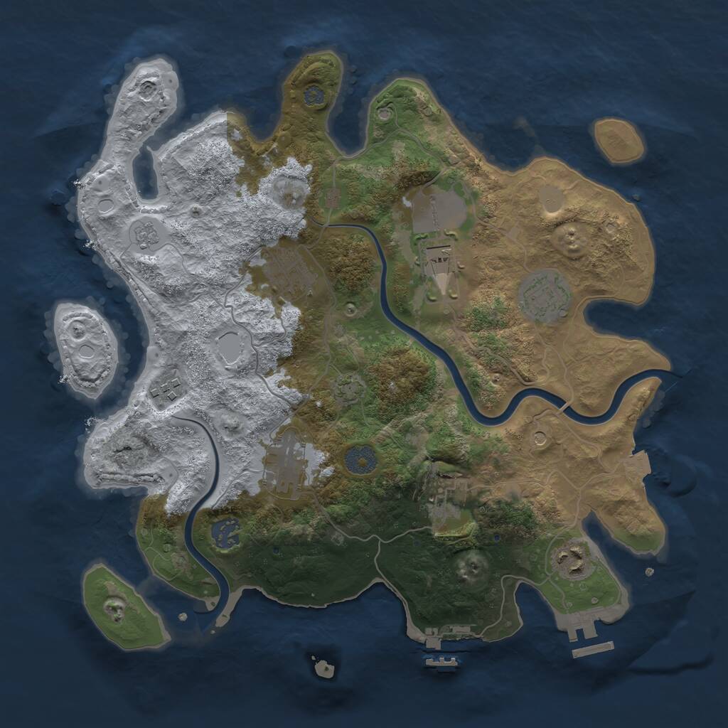Rust Map: Procedural Map, Size: 3500, Seed: 1829216225, 16 Monuments