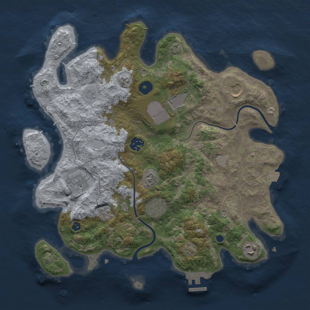 Rust Map: Procedural Map, Size: 3500, Seed: 1829216225, 12 Monuments