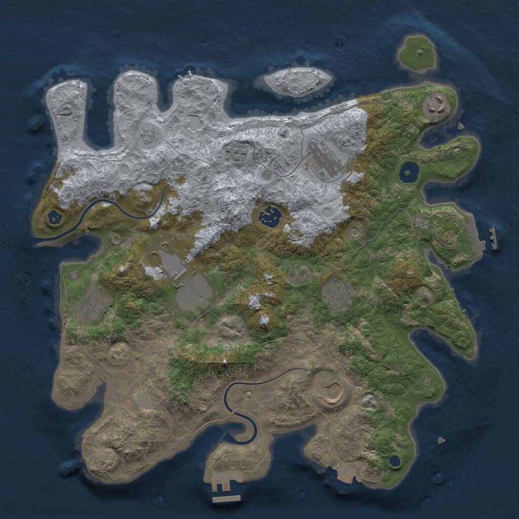 Rust Map: Procedural Map, Size: 3750, Seed: 127396228, 14 Monuments