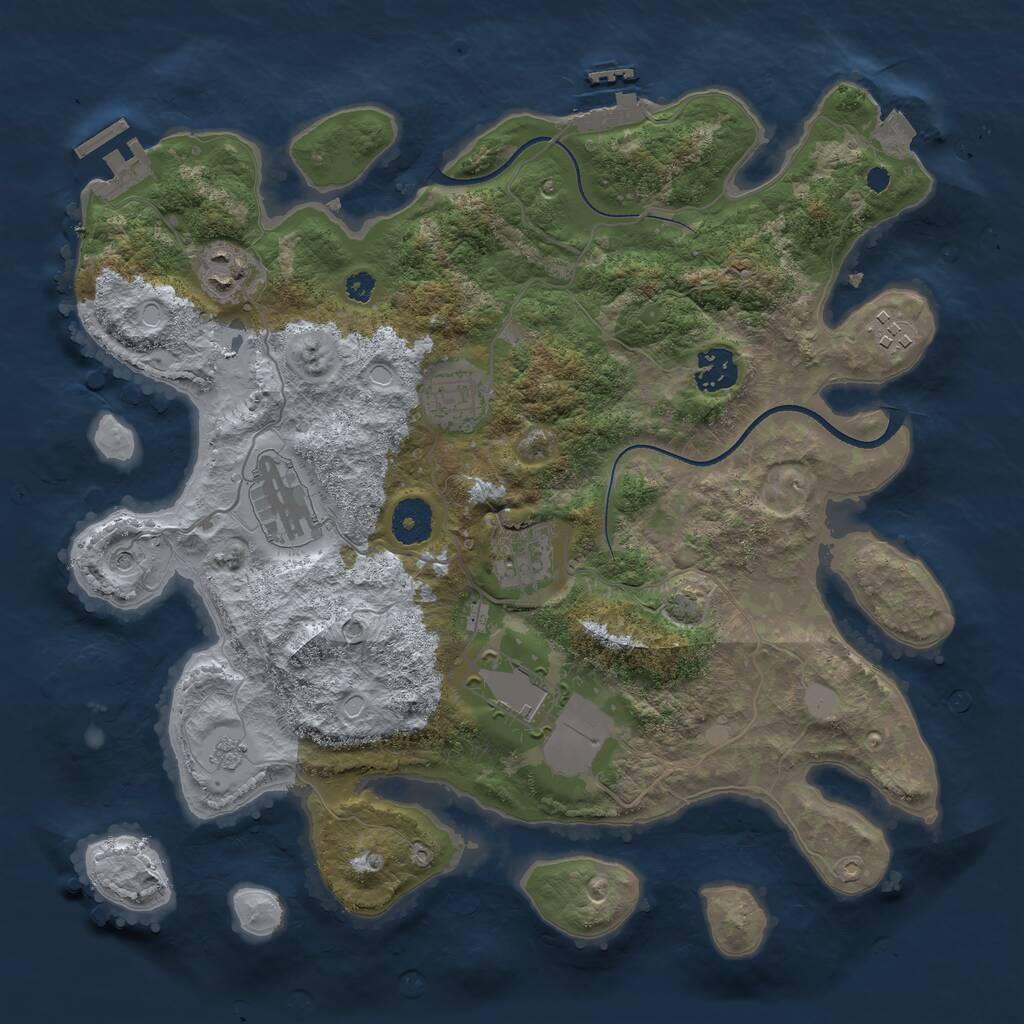 Rust Map: Procedural Map, Size: 3500, Seed: 1450214867, 13 Monuments