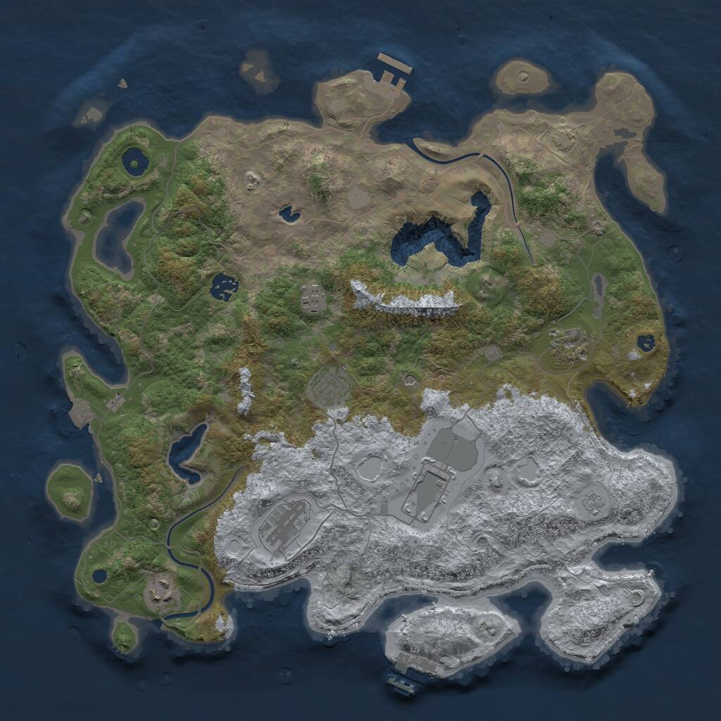 Rust Map: Procedural Map, Size: 4000, Seed: 1005451282, 13 Monuments