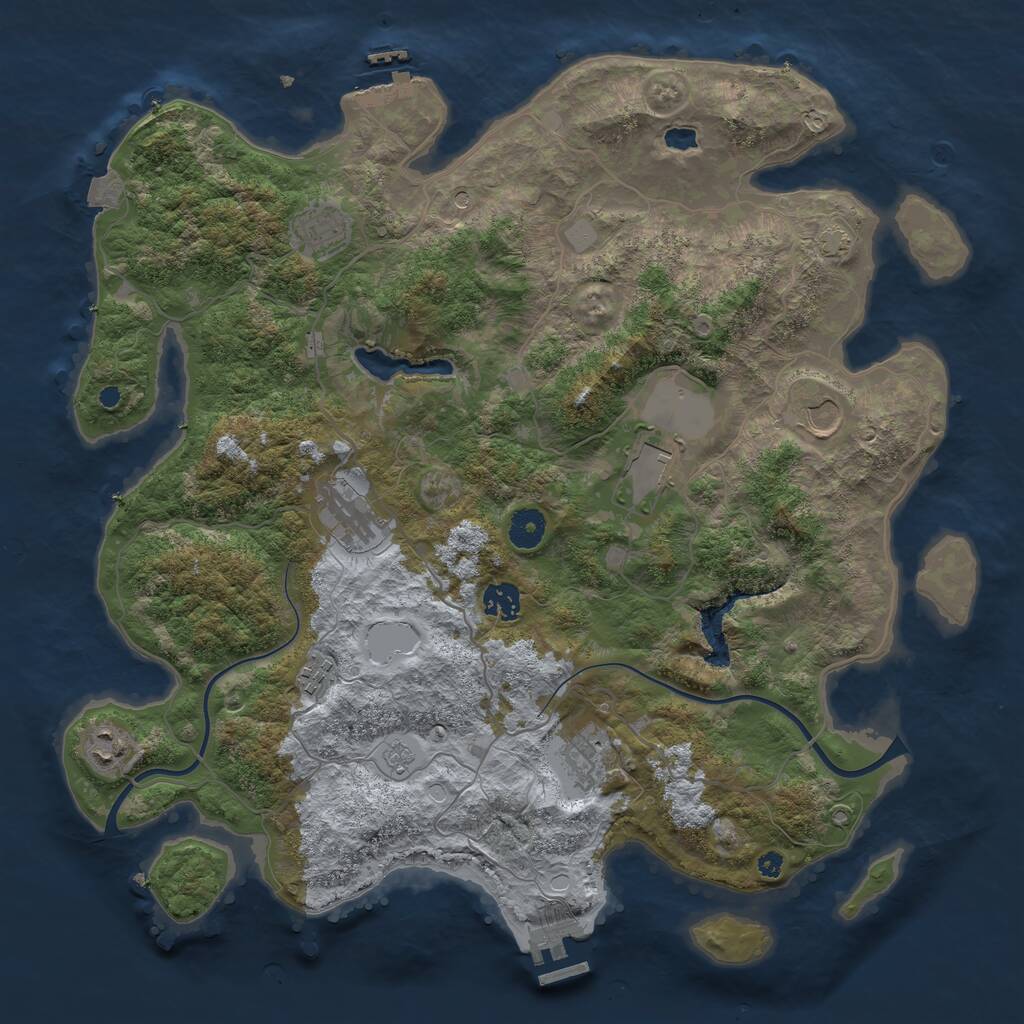 Rust Map: Procedural Map, Size: 4000, Seed: 733351135, 14 Monuments