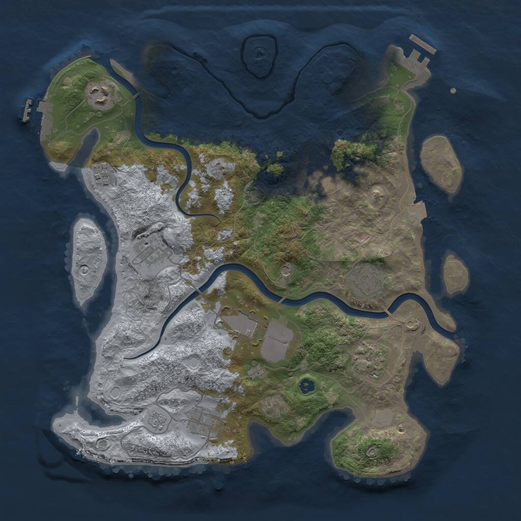 Rust Map: Procedural Map, Size: 3500, Seed: 2045545314, 14 Monuments