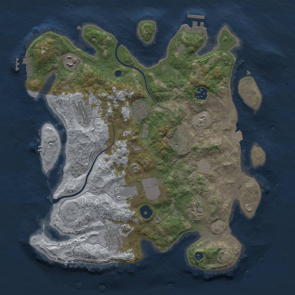 Rust Map: Procedural Map, Size: 3500, Seed: 2045545314, 15 Monuments