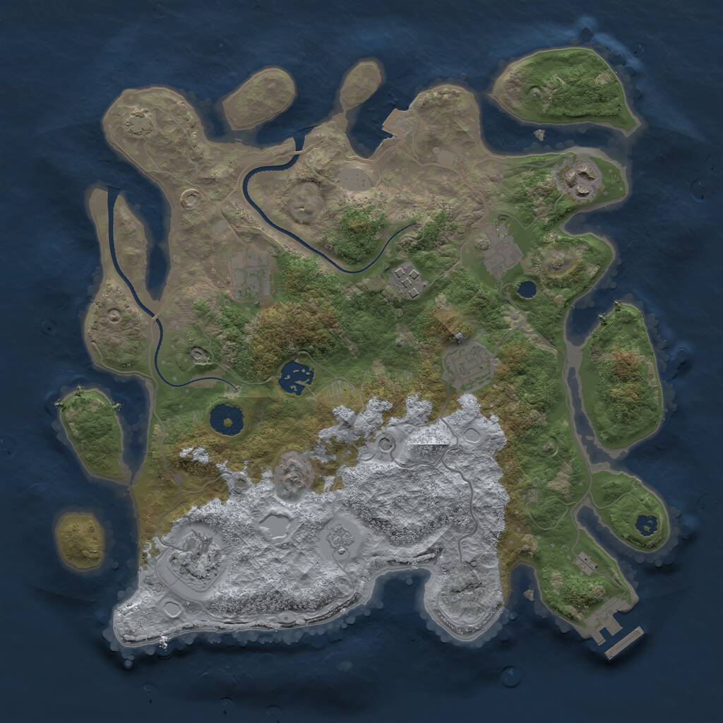 Rust Map: Procedural Map, Size: 3300, Seed: 63306083, 12 Monuments