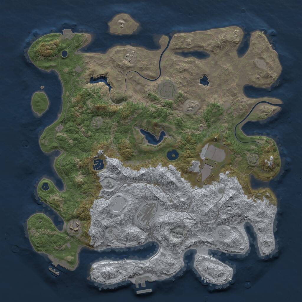 Rust Map: Procedural Map, Size: 4000, Seed: 2100482871, 12 Monuments