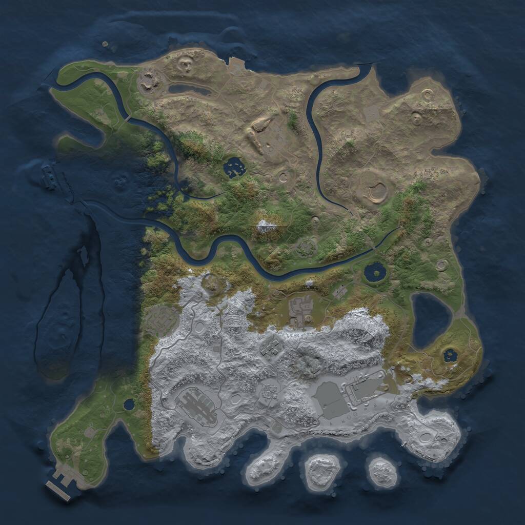 Rust Map: Procedural Map, Size: 3800, Seed: 530233147, 15 Monuments