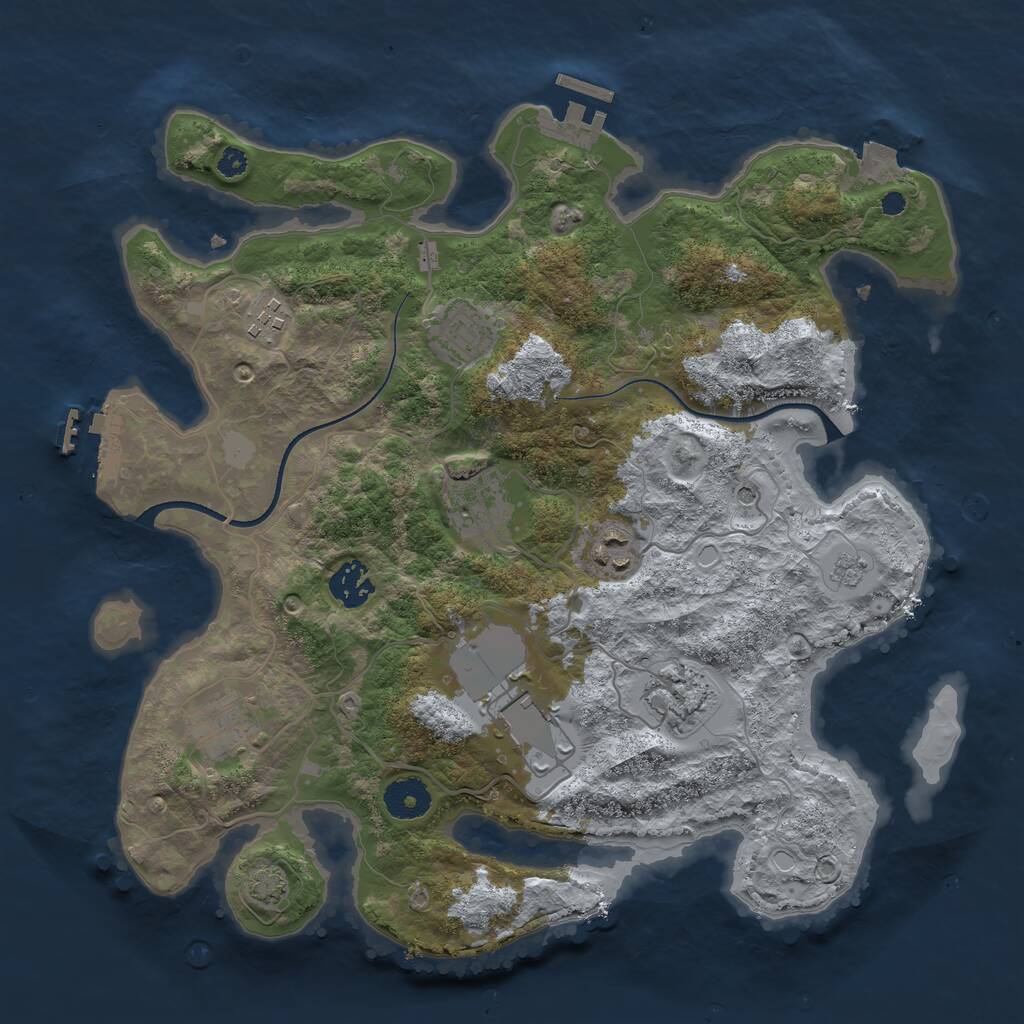 Rust Map: Procedural Map, Size: 3500, Seed: 227368575, 14 Monuments