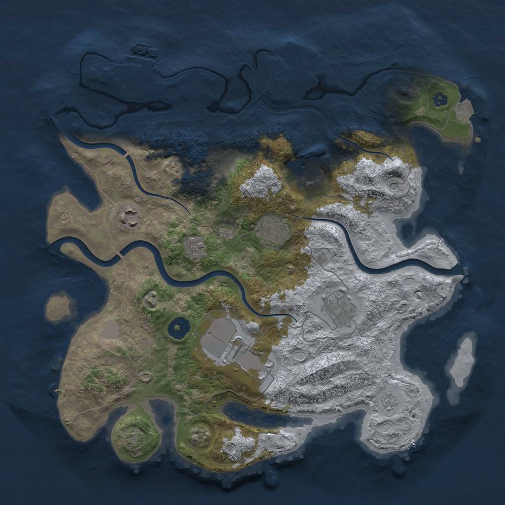 Rust Map: Procedural Map, Size: 3500, Seed: 227368575, 12 Monuments