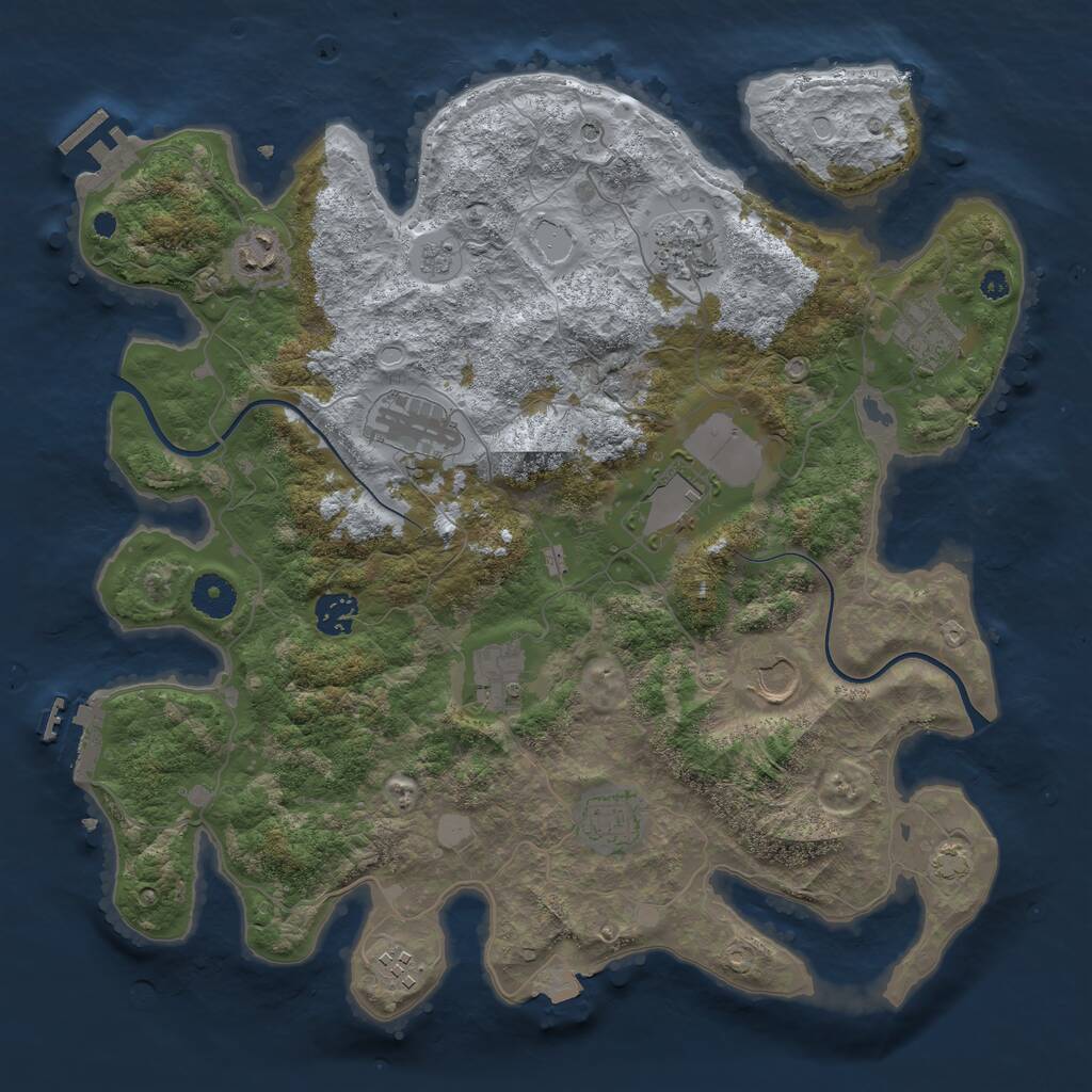 Rust Map: Procedural Map, Size: 3750, Seed: 2124389181, 16 Monuments