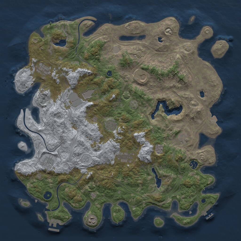 Rust Map: Procedural Map, Size: 4500, Seed: 1924932290, 16 Monuments