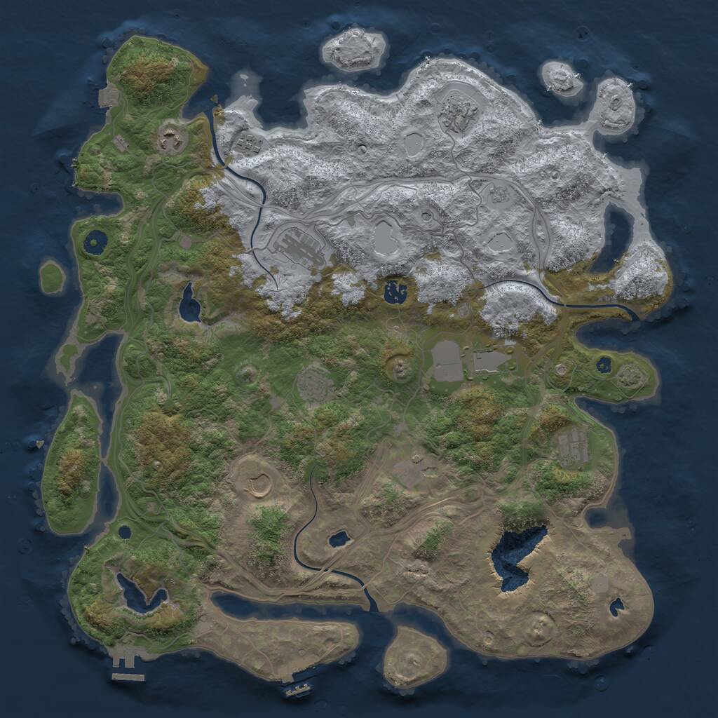 Rust Map: Procedural Map, Size: 4500, Seed: 386028522, 16 Monuments