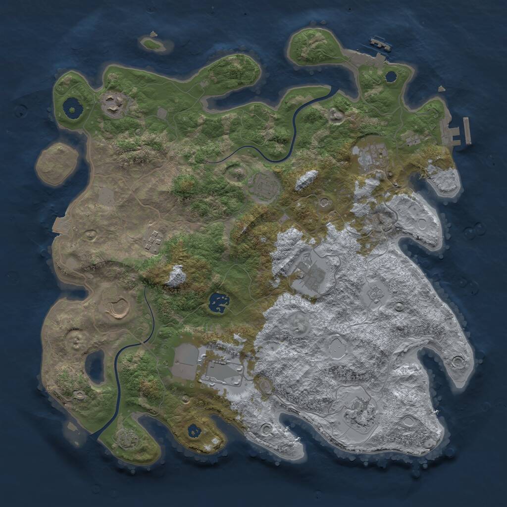Rust Map: Procedural Map, Size: 3750, Seed: 369710585, 15 Monuments