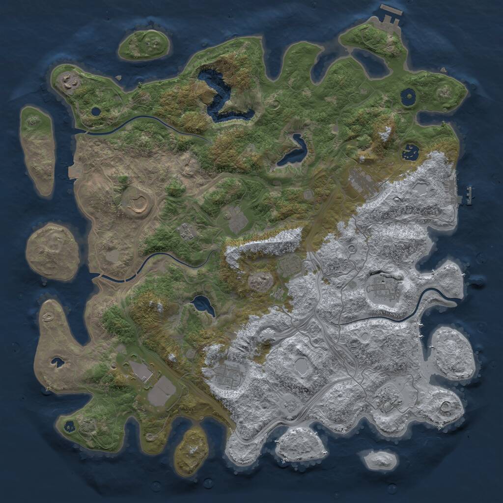 Rust Map: Procedural Map, Size: 4500, Seed: 1708110947, 17 Monuments