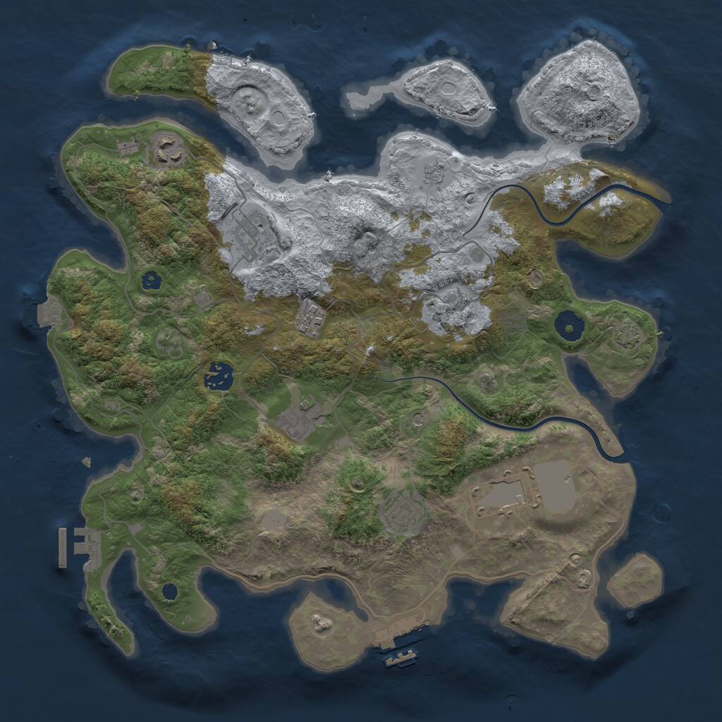 Rust Map: Procedural Map, Size: 3650, Seed: 43173623, 14 Monuments