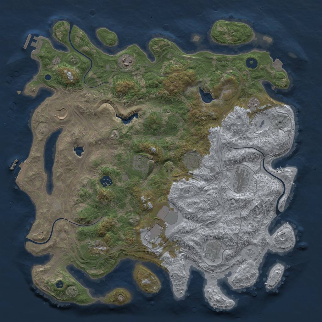 Rust Map: Procedural Map, Size: 4250, Seed: 1401100988, 16 Monuments