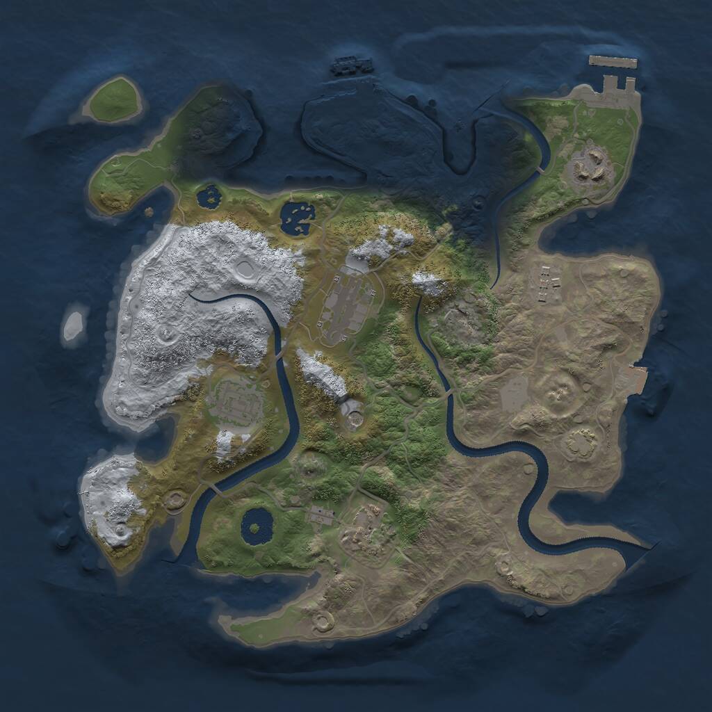 Rust Map: Procedural Map, Size: 3000, Seed: 944345870, 11 Monuments