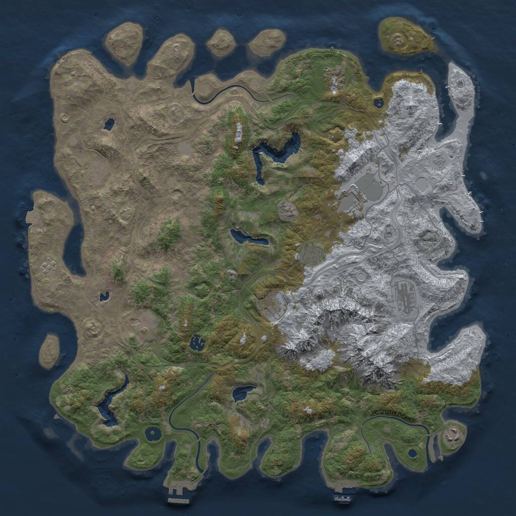 Rust Map: Procedural Map, Size: 5000, Seed: 1214361275, 16 Monuments