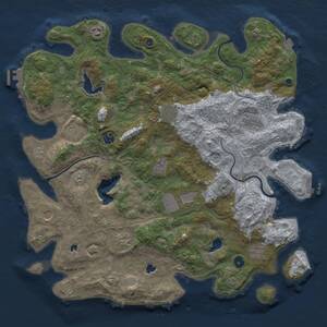 Thumbnail Rust Map: Procedural Map, Size: 4500, Seed: 1125991530, 17 Monuments