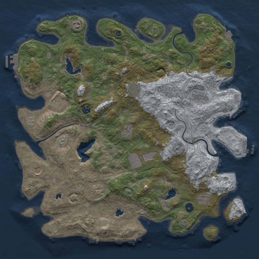 Rust Map: Procedural Map, Size: 4500, Seed: 1125991530, 17 Monuments